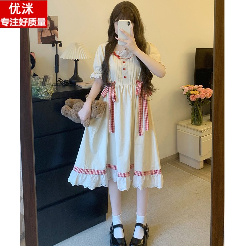 女大童连衣裙夏季少女初中学生甜美学院风蛋糕裙女孩可爱公主裙子