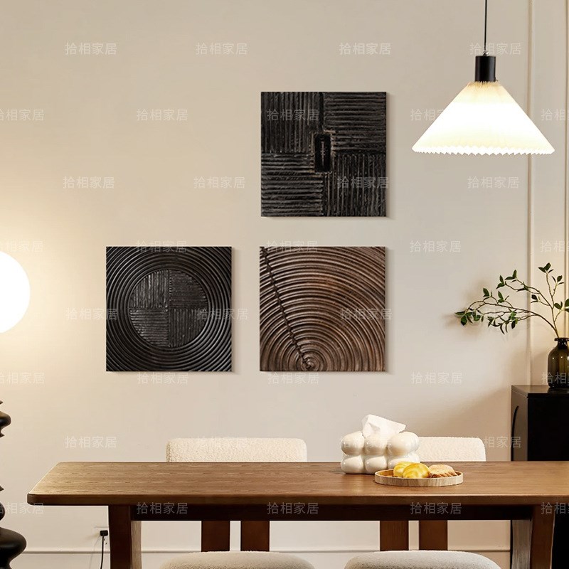 侘寂风立体浮雕装饰画入户玄关画小众艺术画卧室R床头挂画餐厅壁