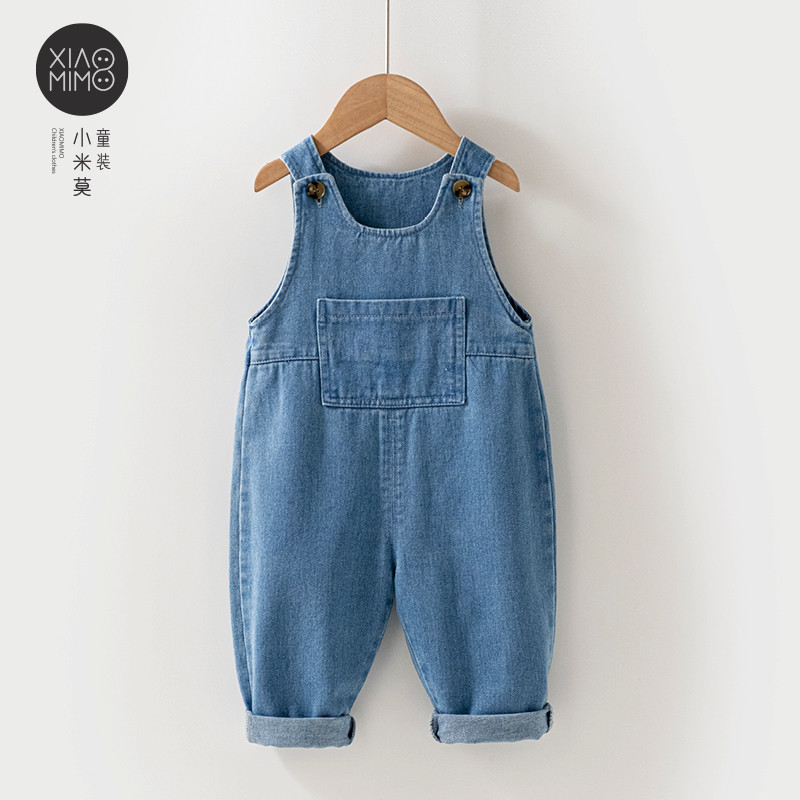 宝宝牛仔背带裤春秋一岁男女小童洋气可爱休闲裤长裤婴儿裤子夏季