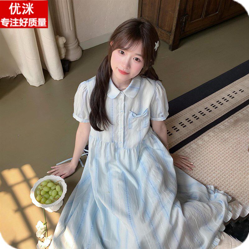 初中生茶歇法式连衣裙夏装女大童学院风公主裙少女孩甜美可爱裙子