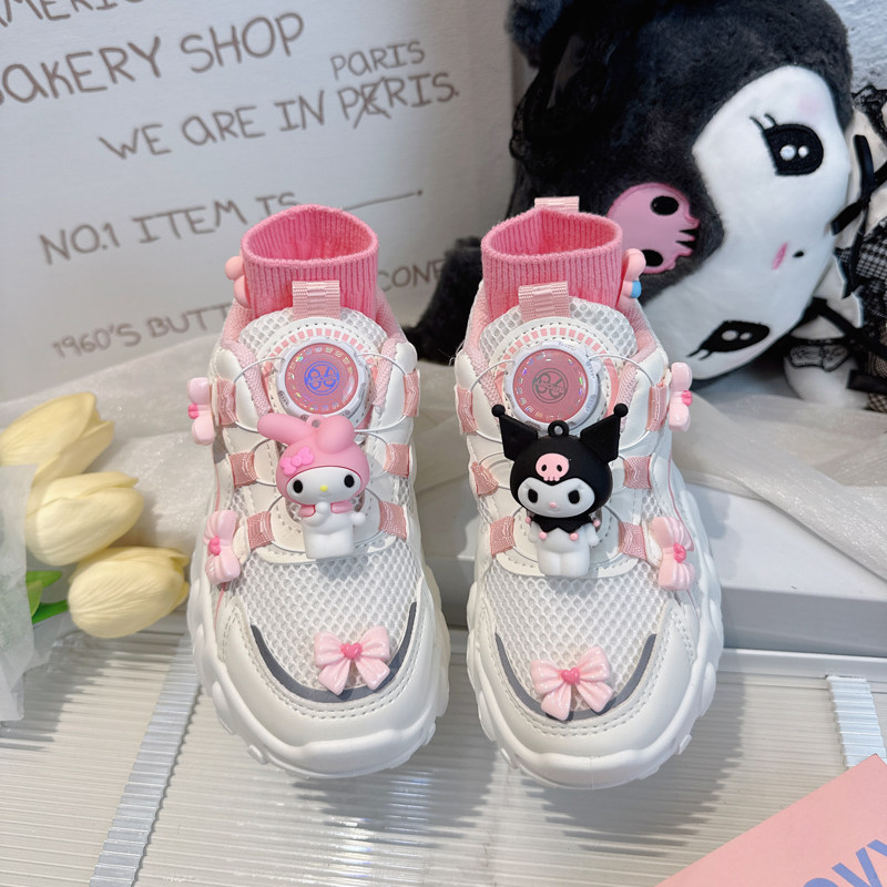 儿童运动鞋免系鞋带春秋女童鞋子女款轻便秋鞋洋派时髦户外老爹鞋