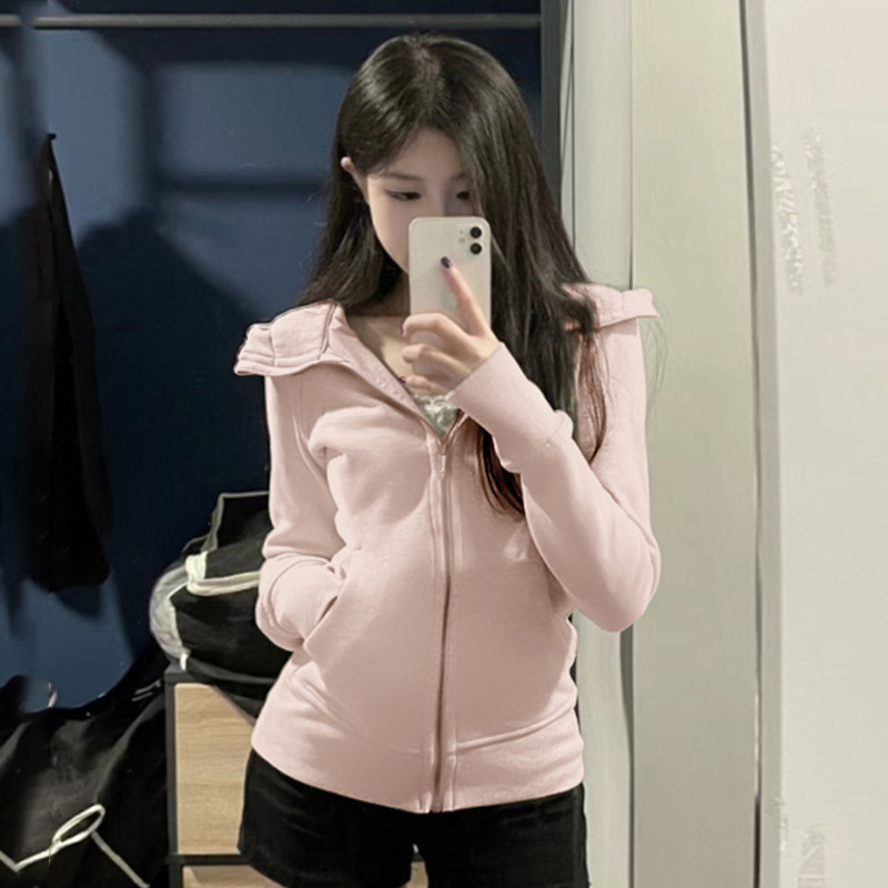 卫衣外套女款春秋款2024新款修身瑜伽服上衣开衫连帽运动休闲外套