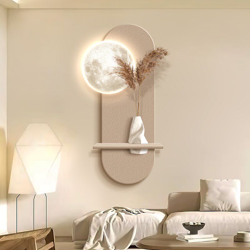 侘寂风玄关e装饰画极简约现代高级感壁画灯入户正对门走廊过道挂