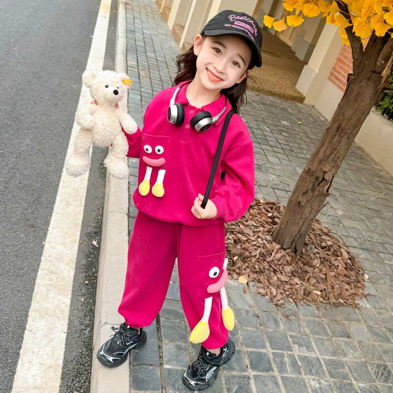 儿童炸街洋气套装网红女小童时髦休闲韩版两件套女童卫衣裤子春装