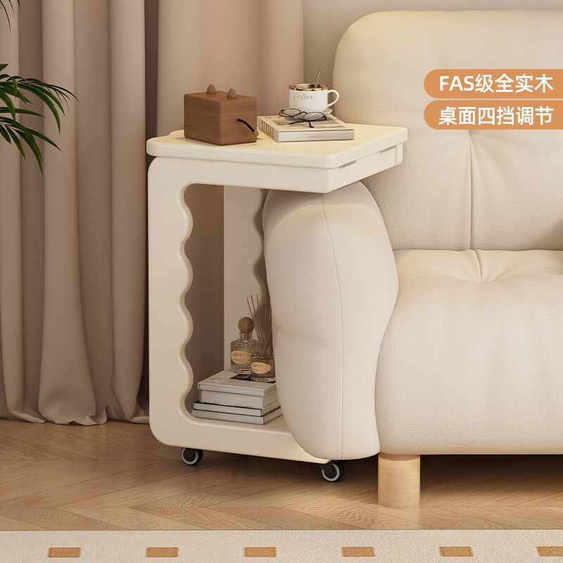 创意实木客厅沙发边桌置物桌小茶几奶油风小尺寸移动边几小桌子