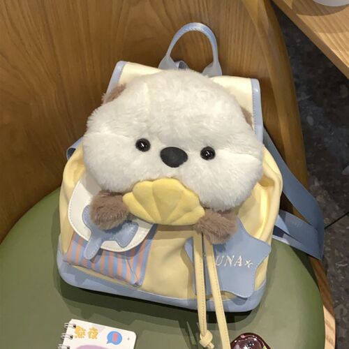 可爱大容量海獭牛津双肩包2024新款小众少女心背包学生通勤书包