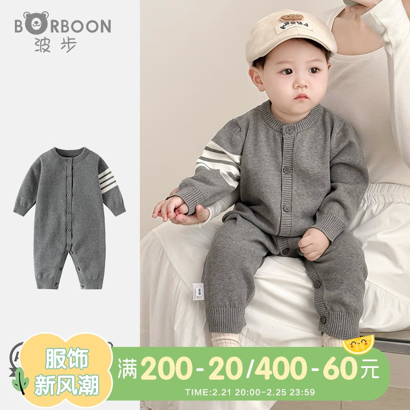 婴儿衣服春装连体衣2025新款男宝宝哈衣新生儿满月服春秋外出爬服