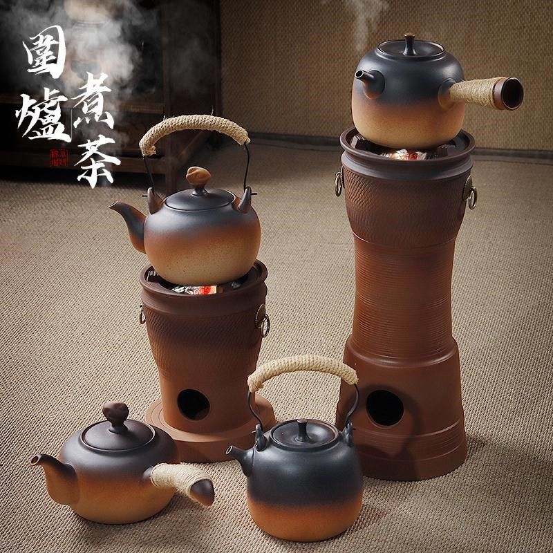 复古落地煮炭炉高款烟囱碳电两用老式小火炉取暖木炭烧水功夫茶炉