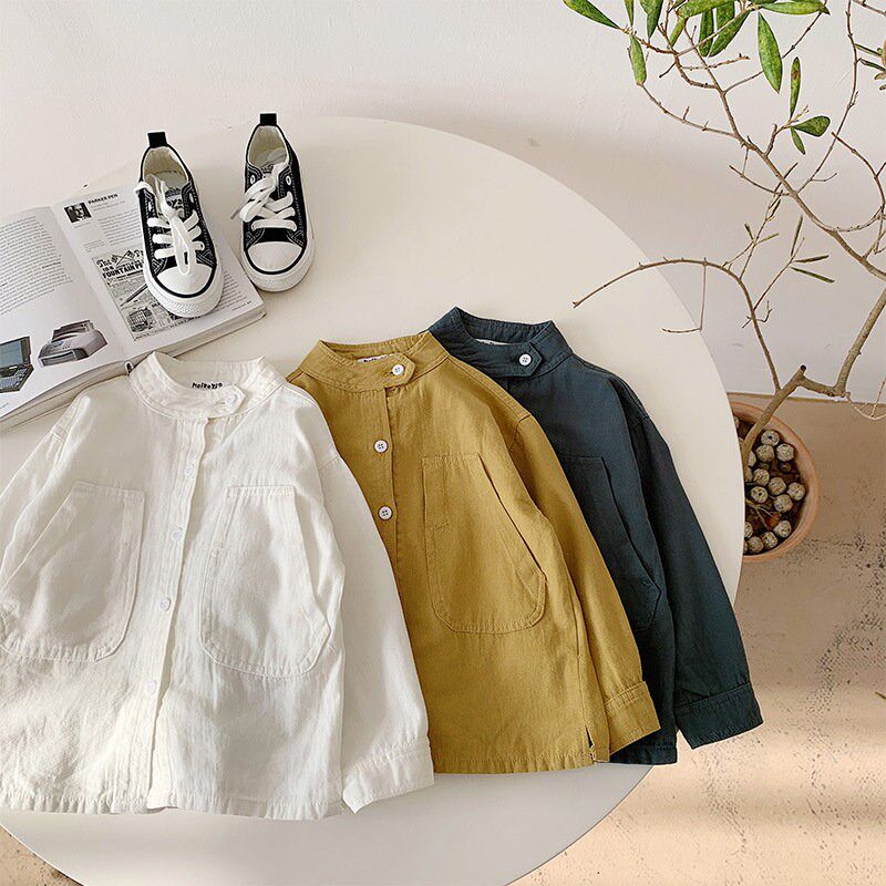 儿童春秋装男童长袖衬衫新款春秋季宝宝白色衬衣中小童洋气上衣