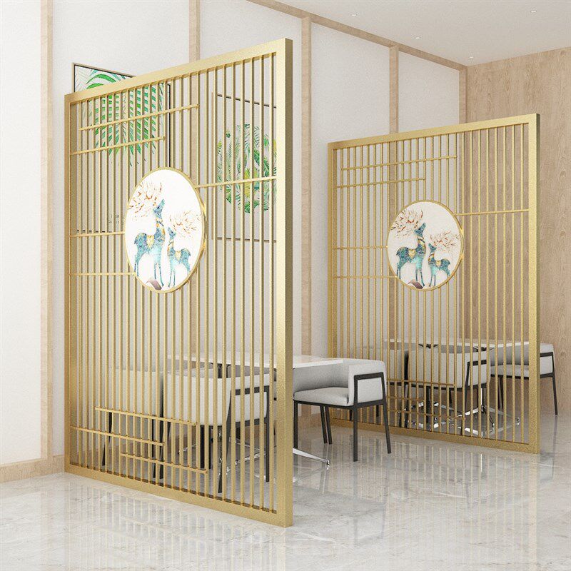 新中式铁艺LOGO发光隔断屏风饭厅饭店火锅店烧S烤店包间入户遮挡