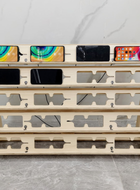 掌柜推存 桌面横放手机架 多层排台手机手游横屏123450工作室架