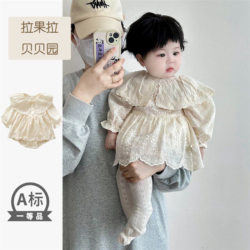 女宝宝衣服秋季婴儿百天周岁礼服套装公主包屁衣宫廷风连体衣套装