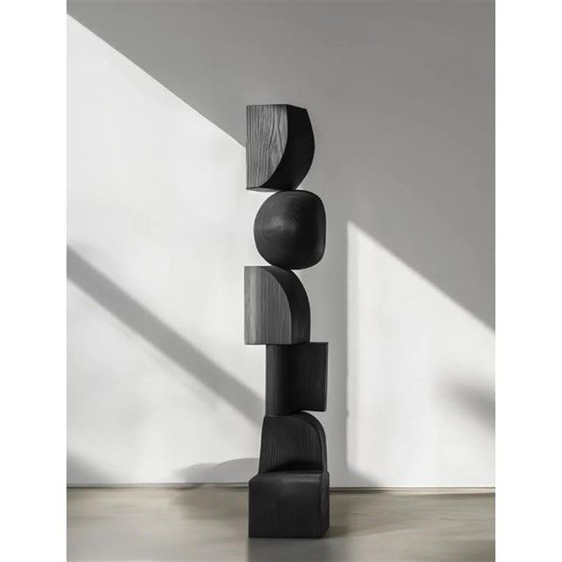 酒店样板间玄关木雕摆件落地大型抽象雕塑艺术品S售楼处楼梯口装