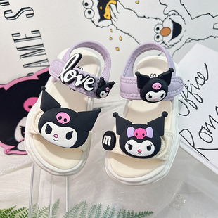 紫色儿童女款凉鞋夏季时尚洋派胖脚女童2023年新款网红爆款鞋子