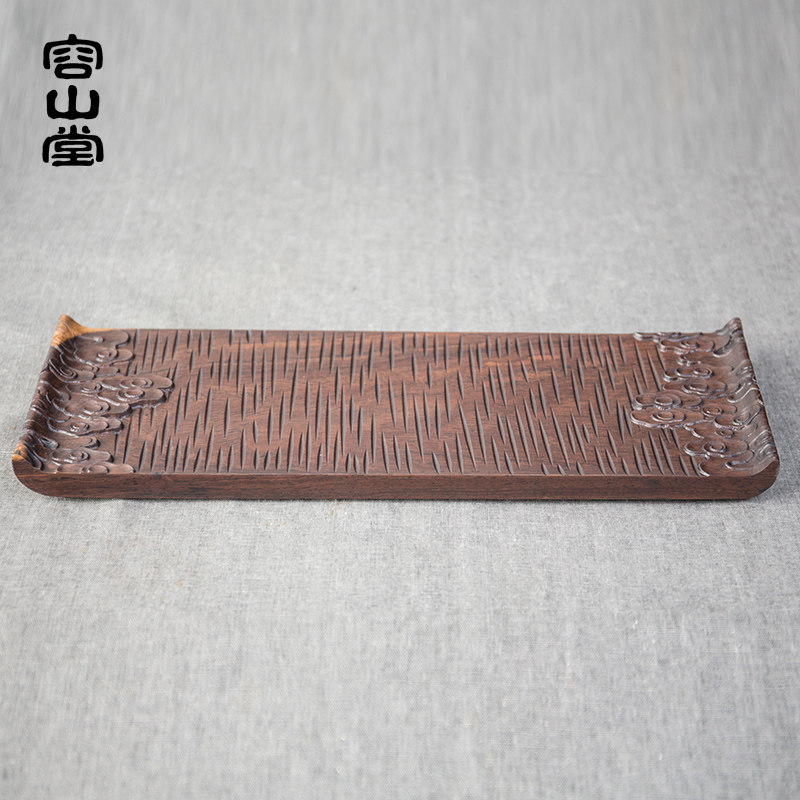容山堂铭祥黑檀木小茶盘整块实木托盘茶托壶承小号U干泡台茶台茶