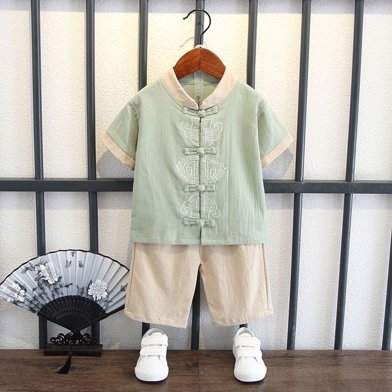 儿童汉服中国风夏季古装国学服演出服男童唐装小宝宝古风童装套装