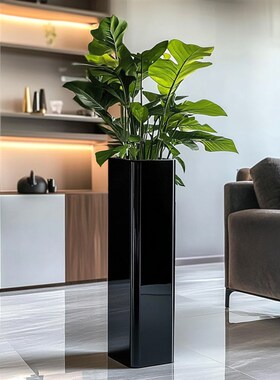 黑色高级感大号落地花瓶玻璃透明吊钟马醉木高款插花X长枝客厅摆