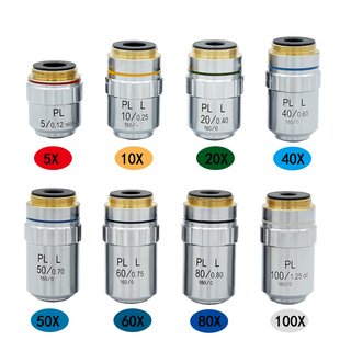 金相显微镜长工作距离平p场物镜低倍高倍镜5倍50倍80倍40倍100倍