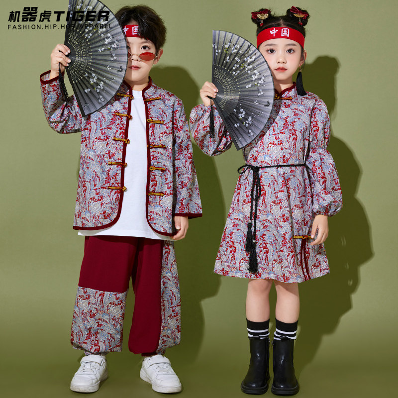 儿童小学生啦啦操汉服班服演出服装幼儿园中国风新年拜年服合唱服