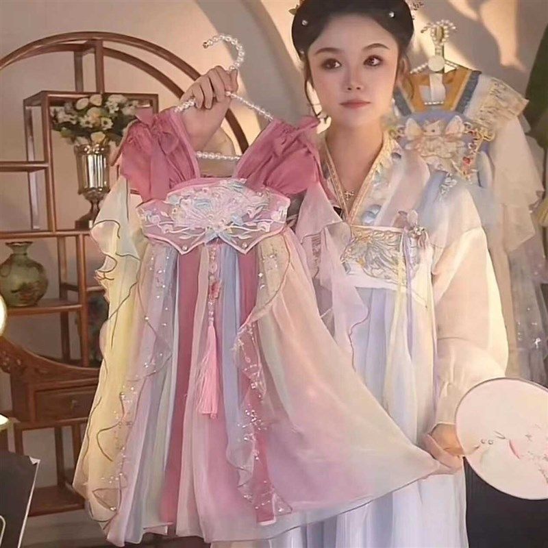 儿童夏季汉服连衣裙夏款女童超仙古风公主小女孩表演服薄款