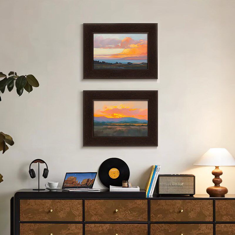 法式中古风风景挂画客厅沙发背景墙艺术装饰画高级感小尺寸组合画