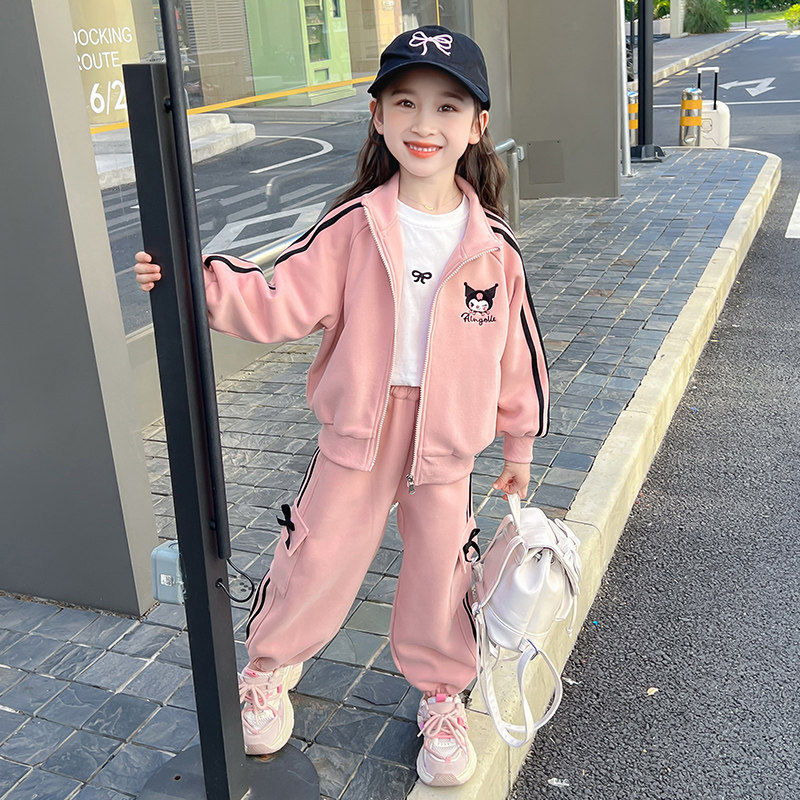 女童秋装套装韩版2024新款儿童卡通休闲衣服女孩网红运动两件套秋