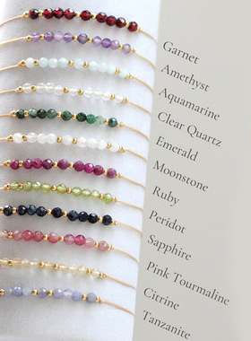 爆款热销月份生辰半宝石混穿铜珠手工串珠手链女时尚百搭