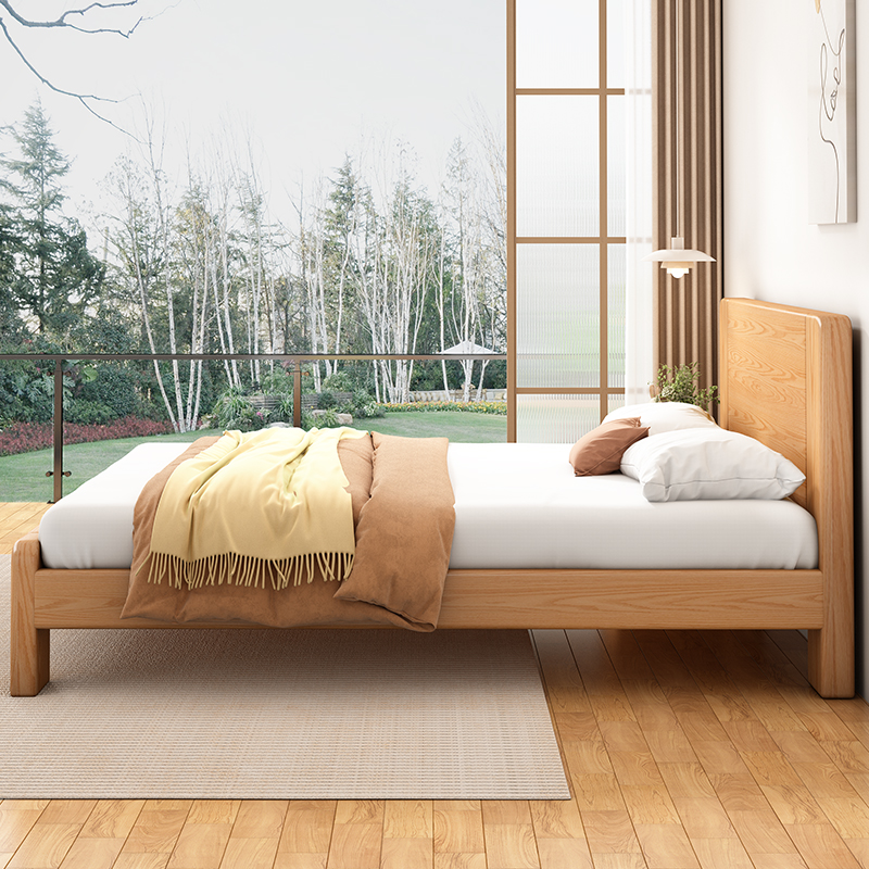 实木床简约现代双人床1米8主卧床