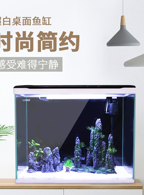 超白玻璃鱼缸客厅小型水族箱金鱼缸生态免换水草缸桌面造景养鱼缸