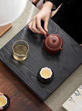 侘寂风白蜡木炭烧茶台实木小茶盘家用2023新款高档干泡台原木托盘