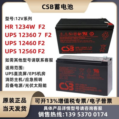 CSB蓄电池HR1234W/12360/12460/12560消防主机电梯配件应急UPSEPS