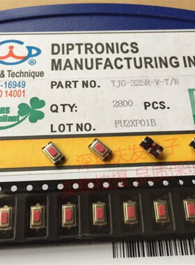 TJG-325R-V-T/R台湾圆达DIP 轻触开关3*6*2.5贴片2脚包脚微动红色