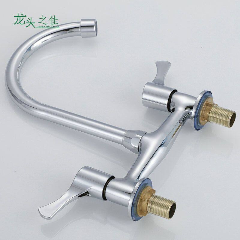 铜 150mm孔距老式面盆水龙头 孔距20cm双孔洗手盆立式冷热15公分