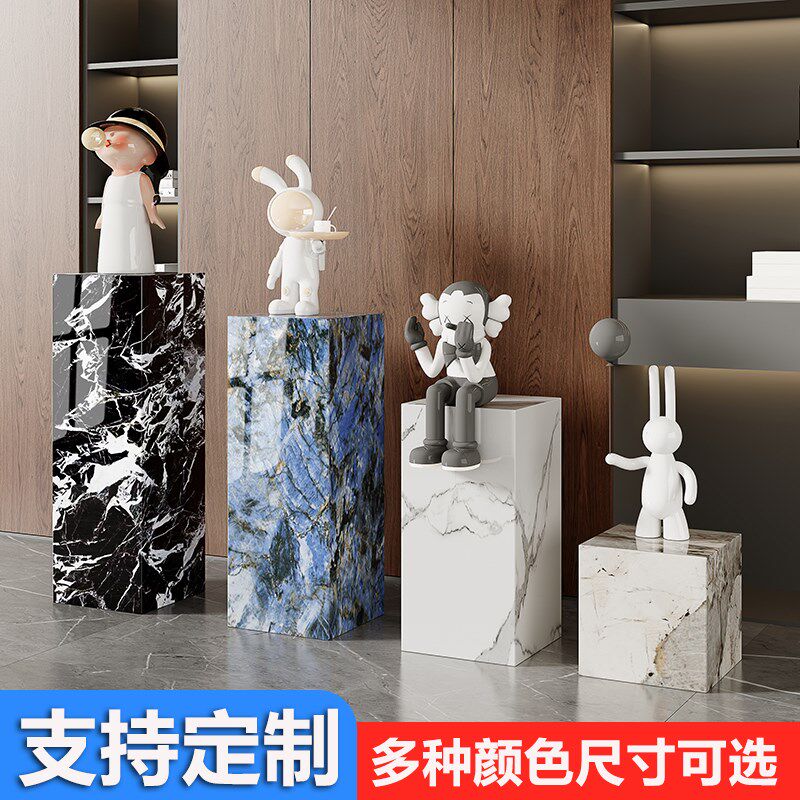 岩板落地a花架大理石展示台摆件底座客厅雕塑装饰玄关立柱石墩基