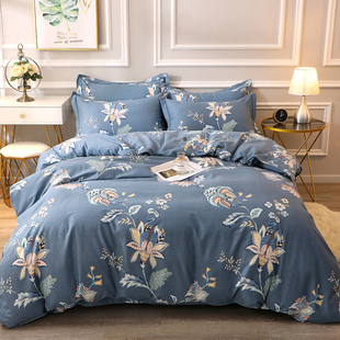 加厚磨毛全棉四件套180X220 220x240双人2R米床被套三件套秋冬