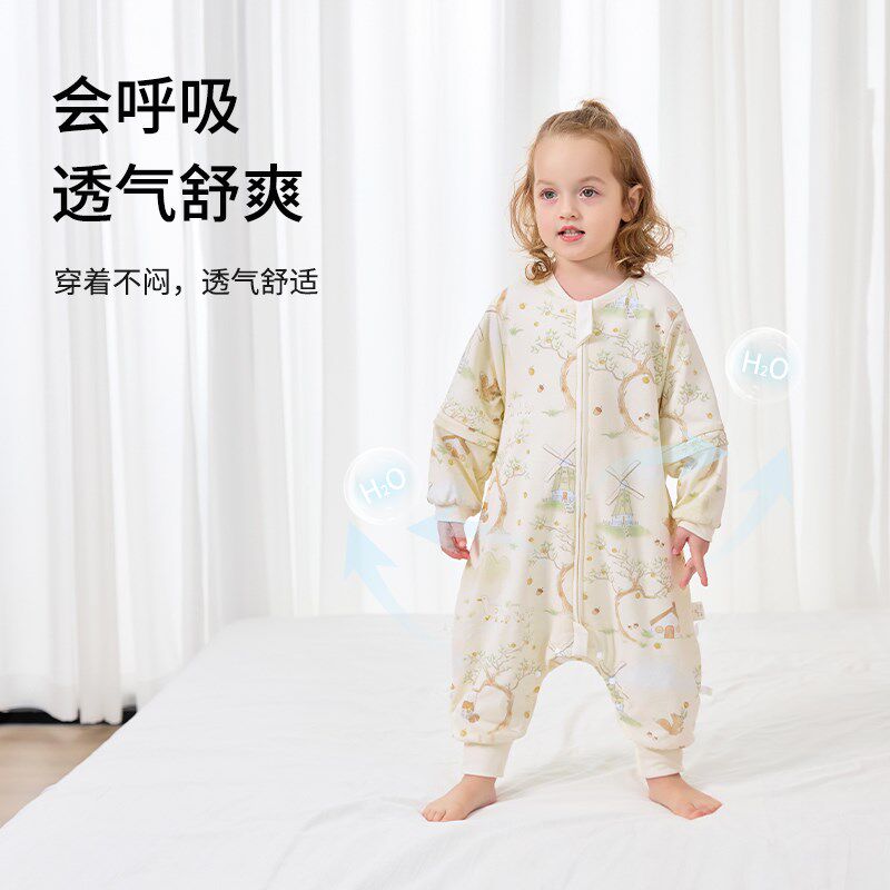 婴儿睡袋儿童f春秋款防踢被冬季中厚款宝宝恒温分腿睡袋防踢被