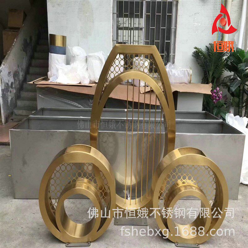 金属组合装饰花瓶花箱 商场售楼处展厅大堂P不锈钢花钵花盆花器