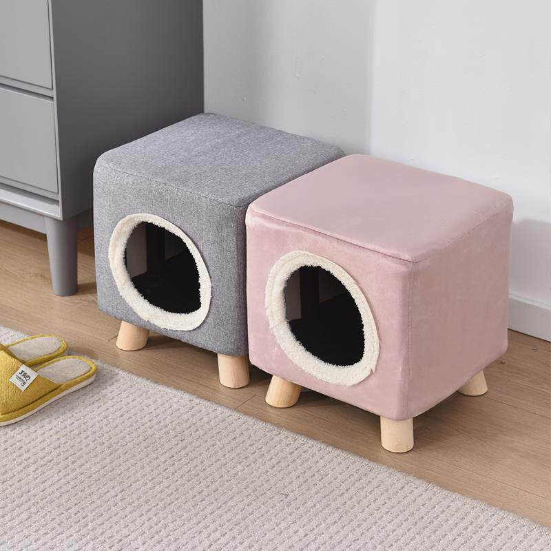 实木猫窝凳子人猫共用夏天多猫咪用品小幼猫屋房子四季通用冬保暖