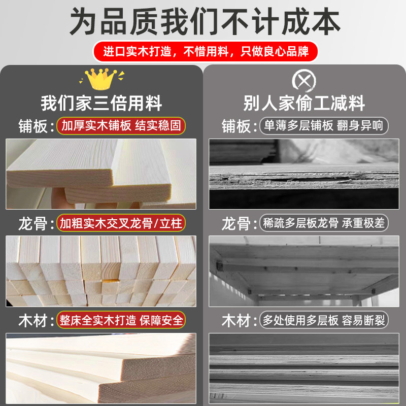 实木上下床双层床两层高低床双人床上H下铺木床儿童床小户型子母