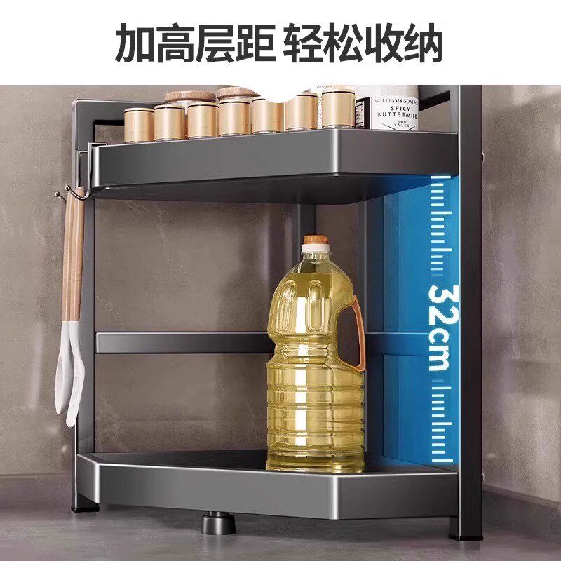 厨房置物架台面j不锈钢转角多功能三角放油盐酱醋调味瓶罐筷子收