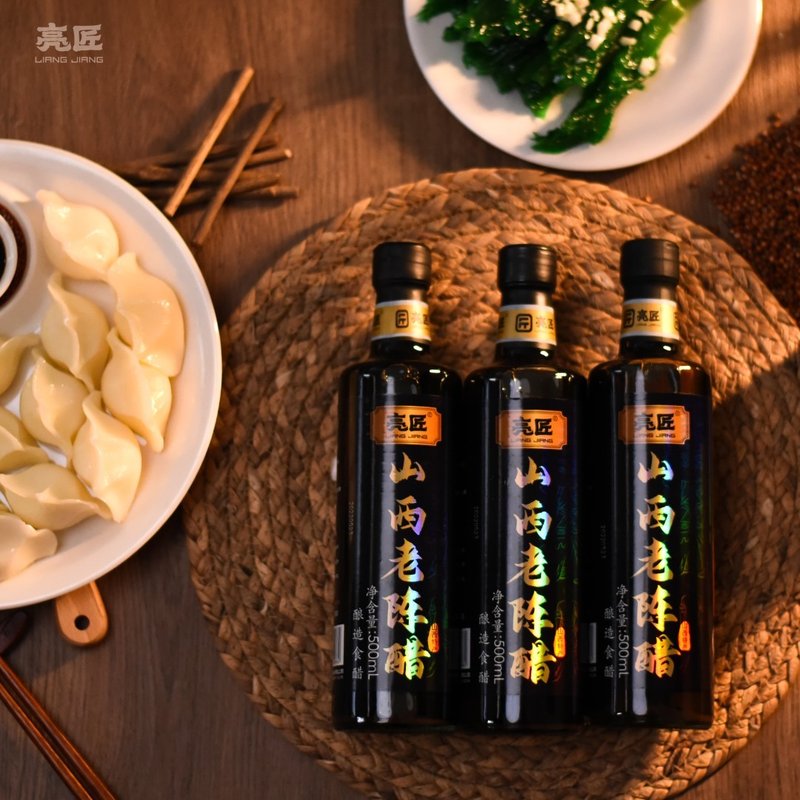 亮匠正宗山西老陈醋国标19777古法手工酿造6度饺子醋 500g*3瓶