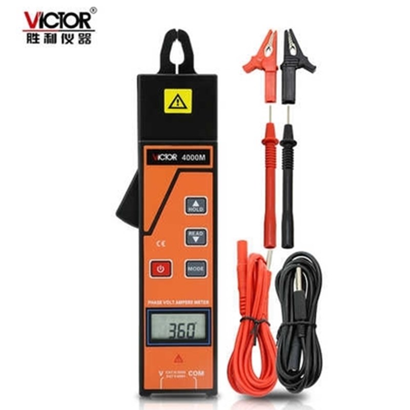 胜利VC4000M单钳数字相位伏安表 钳形表CT 380V/220V测试
