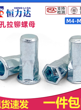 镀锌盲孔拉铆螺母平头/小沉头半六角拉铆螺母柱M4M5M6M8M10