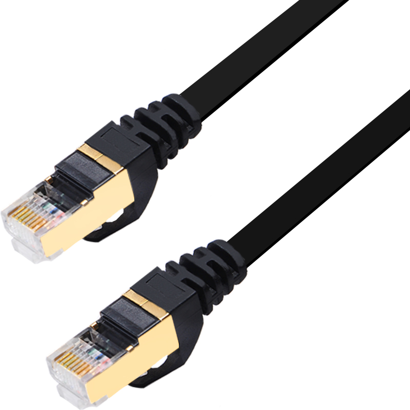 三堡 七类工程级纯铜镀金双屏蔽网线 扁平网线 25米 黑色