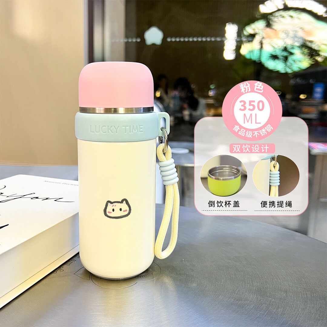 可爱猫咪水杯小巧便携女生高颜值保温杯316不锈钢小容量简约水杯