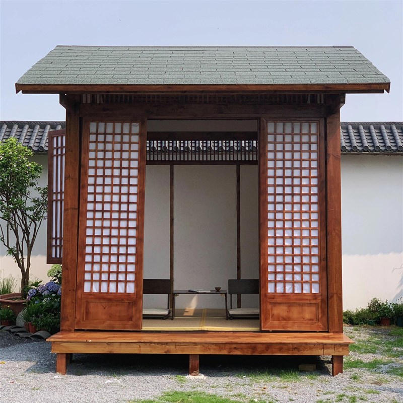 中式小木屋户外茶室仿古造景凉亭别墅民宿庭院花园木房子休闲茶亭