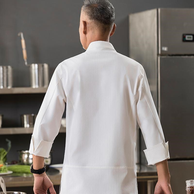 酒店厨师工作服长袖男餐饮西餐厅纯白总厨师长工服定制秋冬装