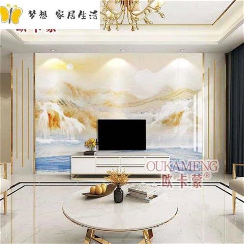瓷砖背景墙高温微晶石艺术欧式客厅造型大理石电视影视墙砖