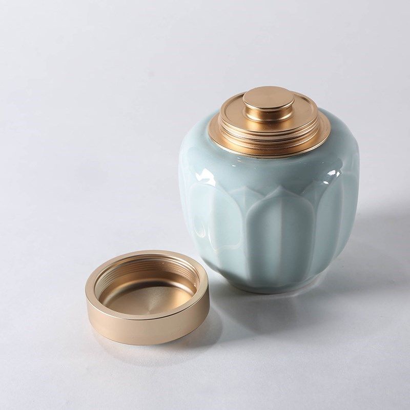 青瓷茶叶罐陶瓷大码密封罐小号茶仓家用简约功夫茶具茶道配件