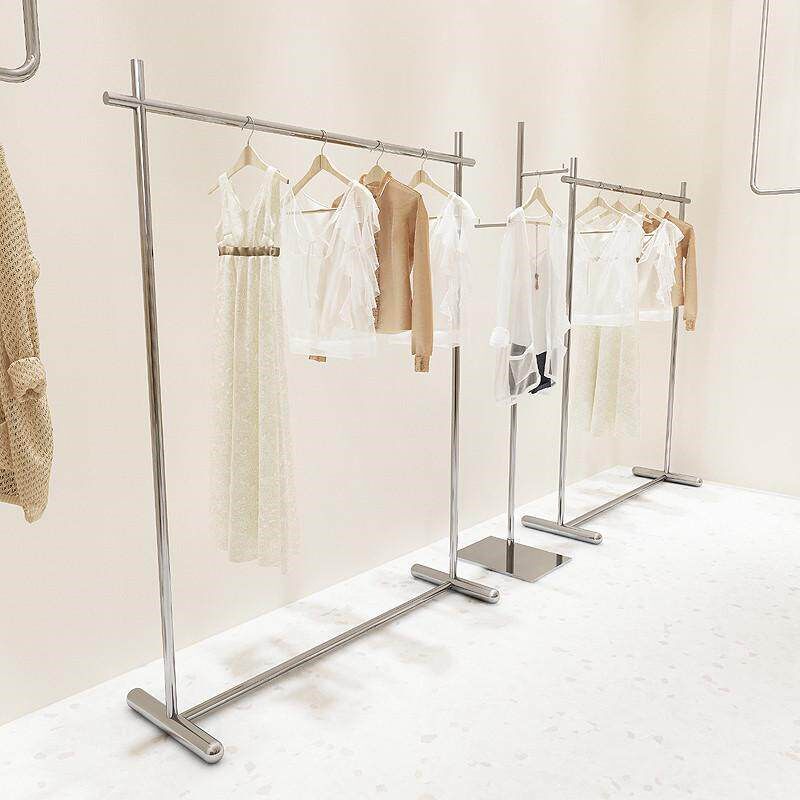 服装店落地式展示架卖的货架子挂架不锈钢T网红衣架收纳架